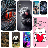 เคสโทรศัพท์, สำหรับ Motorola Moto E6S E6i, ซิลิโคนนิ่มป้องกัน, เคส TPU สีดำ, แมวมังกร, แพนด้าน่ารัก