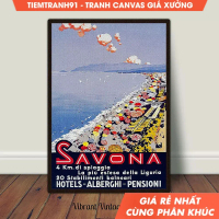 Tranh treo tường, Vintage Beach Art, Italy Travel Poster, Vintage Art, Italy Wall Art, Savona Italy,