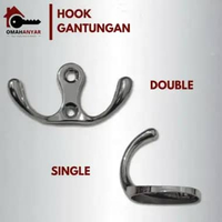 Gantungan Baju Pakaian Hook Double Single Silver Hook Single