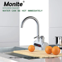 Monite New Instant Tankless Water Heater with LED Digital Display Electric Water Heater Faucet Mixer Kitchen Water Heater