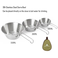 Stainless Steel Sierra Cup Bowl Sturdy Lightweight Camping Cookware for Camping Backpacking Hiking Travelling