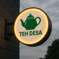 TEH DESA Neon Box Akrilik Bulat 2 Sisi Diameter 40 Custom Desain Logo Santuy Lampu LED Hemat Energi 