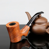 Top Design Smoking Pipe 9mm Filter Handmade Rose Wood Pipe Flat Bottom Bent Tobacco Pipe Wooden Smoke Pipe Accessory
