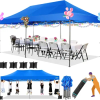 10x20 Heavy Duty Pop up Canopy Tent Ez Up Commercial Outdoor Canopy Wedding Party Tents for Parties All Season Wind