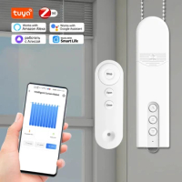 Tuya zigbee Smart Electric Curtain Motor Motorized Chain Roller Blind Shade Shutter Drive app Remote Control Alexa/Google home