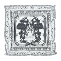【Hermes 愛馬仕】Brides de Gala Bandana a Pois 70 cm荷葉飾邊手工捲邊斜紋真絲方巾(白/黑)