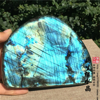 天然水晶原石礦石藍月光石拉長石擺件實物圖
