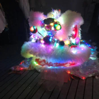 Chinese lion dance Colourful led light white lion costume chinese folk dance show costumes party event cosplay costume