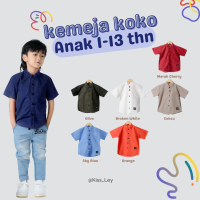 Kemeja koko anak laki laki polos lengan pendek bahan katun usia 1-13 tahun Muslim Baju