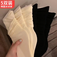 網紅春秋天鵝絨韓國冰冰襪純色卷邊堆堆襪女糖果色ins潮中筒長襪