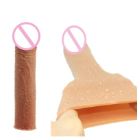 Silicone Penis Enlargement Condom Penis Extender Delayed ejaculation Reusable Penis Sleeves With Locking Ring Cock Sex Toys