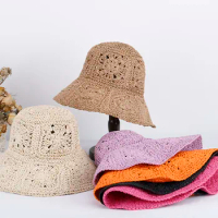 NEW Women Straw Hats crochet hat bucket hat UV Protection Sun Visor Beach Hats Women Visors Foldable Female Women Summer Sun hat