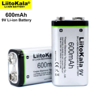 LiitoKala 600mAh 9V li-ion Battery 6F22 9V Rechargeable Battery For Massager Remote Control Metal Smoke Detector Electric guitar