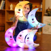 Moon Pillow PlushToys Cute Luminous Toy Led Light Glow in Dark Doll for Children Kids Cushion Floor Cute Pillow Holiday Gifts