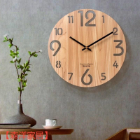 時鐘鐘錶掛鐘裝潢時尚北歐簡約木質掛鐘客廳圓形木鐘纖維木板創意時鐘時光日式家用