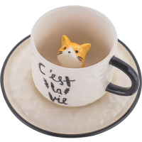 新品上市~可愛小貓咪陶瓷杯貓爪杯3d動物貓抓馬克杯風咖啡杯設計感杯子 全館免運