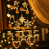 Christmas Lights LED Suction Window Hanging Lights Reindeer lights, bells, room party decoration lig