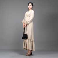Okechuku Okechuku DRESS JULIA Long Dress Gaun Pesta Midi Dress Gaya Korea - Krem