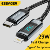 Essager PD 29W USB Type C Cable For iPhone 14 13 12 Pro Max Fast Charge Charger For MacBook IPad Lightning Digital Display Cable