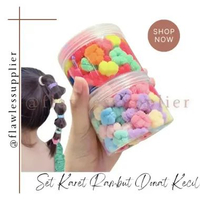 Set Karet Rambut Donat Kecil Anak Dengan Tabung Bahan Elastis / Kunciran Elastis Karet Kencang / Kar