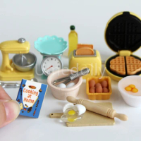 1/12 Miniature Dollhouse Kitchen Cooking Toy Mini Stand Mixer Toaster Baking Food for BJD Doll Furniture Accessories