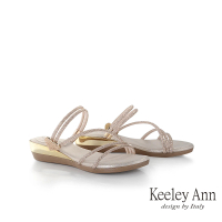 預購 Keeley Ann 水鑽條帶楔型涼拖鞋(玫瑰金色431008289)