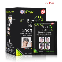 10Pcs 20Pcs Dexe Black Hair Shampoo 5 Mins Dye Hair Into Black Herb Natural Faster Black Hair Restore Colorant Shampoo Treatment