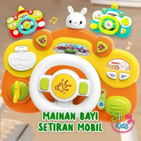 Mainan Setir Mobil Anak Multifunction Music Steering Wheel Stroller Baby Chair Toys Orange Kuning