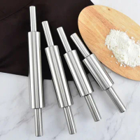 Stainless Steel Rolling Pin Non-stick Pastry Dough Roller Bake Pizza Noodles Dumpling Cookie Pie Making Baking Tool For Kitchen