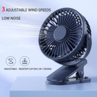 Rechargeable Portable Fan Three Speed Adjustable Wind Clip Fan New Strong wind Low noise USB Mini fan- Send With Battery