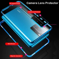 360 Double Sided Magnetic Adsorption Metal Case For OPPO Reno5 Reno7Z Reno 7 Pro Reno6 5G Glass Cover Camera Lens Protector Film