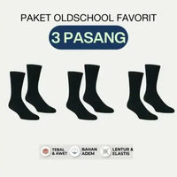 Mokaki - Paket 3 Kaos Kaki Panjang Oldschool Polos Hitam - Kaos Kaki Bundle 4 Pasang