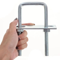 【HOT stock door hardware】 1Pc New Galvanized Q235 Carbon Steel M8 Square Tube Clamp With Baffle Scre