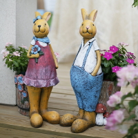 花園庭院景觀創意卡通兔子造型擺件別墅戶外動物花盆陽臺裝飾品