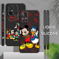 Christmas Mickey Friend For Xiaomi Redmi 12 12C 11 Prime A1 10 10X 9 9A 9AT 8 Pro 4G 5G Liquid Left Rope Phone Case Fundas