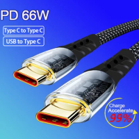 PD 66W 5A USB C To USB C Fast Charging Data Cable For Xiaomi Redmi POCO Huawei Samsung OPPO 6A Mobile Phones USB C Charge Cord