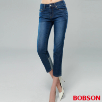 【BOBSON】女款中腰後褲口剪接直筒褲(D121-53)