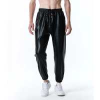 Men's Metallic Shiny Gold Fish Scales Jogger Sweatpants Disco Dance Harem Pants Men Nightclub Stage Party Streetwear Trousers