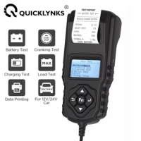 QUICKLYNKS 12V 24V Car Battery Tester with Printer, 100-2000 CCA Battery Test Auto Cranking &amp; Charging Test Auto Max Load Test