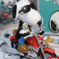 Miniso Blind Box Snoopy And Motorcycle Anime Figure Doll Cartoon Peripheral Trendy Ornaments Children Cool Holiday Birthday Gift