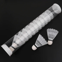 12Pcs White Badminton Plastic Shuttlecocks Indoor Outdoor Gym Sports Accessories