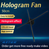 50cm 4 blade 3D hologram fan Wifi app control holographic advertising light 3D LED Fan hologram display customized logo product