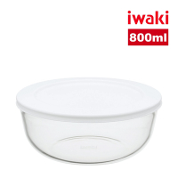 【iwaki】耐熱玻璃附蓋微波調理碗-800ml