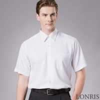 LONRIS 儂禮士 白色素面短袖襯衫(抗皺、吸濕排汗、聚酯纖維、商務襯衫)
