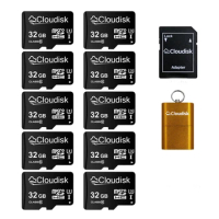 10-Pack Cloudisk MicroSD Card 32GB 16GB 8GB 4GB 2GB 1GB 128MB MicroSDXC U3 U1 A2 A1 C10 UHS-I MicroSD Memory TF Card With Adaper
