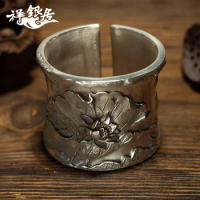 ★technology in deep anaglyph stereo carve patterns or designs on woodwork 99 fine silver lotus pond moonlight bracelet