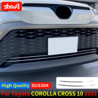 For Toyota Corolla Cross 10 Series 2021 2P Front Bumper Grille Chrome Moulding Car Exterior Accessories Stainless Steel Styling