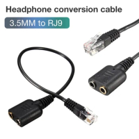 RJ9 4P4C Male to Dual 3.5mm Female Jack Headphone MIC Audio Splitter Adapter Cable for Desk Office Telephone Headset Buddy Cable