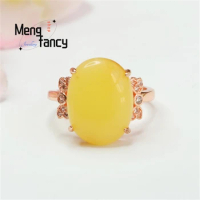 Natural Honey Wax Chicken Oil Yellow Pigeon Egg Butterfly Ring Versatile Charm Fashion Exquisite Personalized Women Fine Jewelry