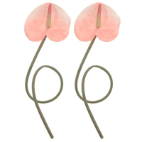 2 Pcs Wedding Home Decorations Simulation Anthurium Andraeanum Flowers Artificial Plant Adornment Simulated Pink Home Ornament